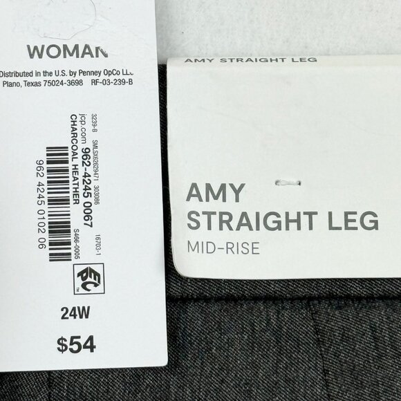 Liz Claiborne Women Amy Pull-on Straight Mid-Rise Charcoal Heather Pants 24W NWT - Picture 5 of 11